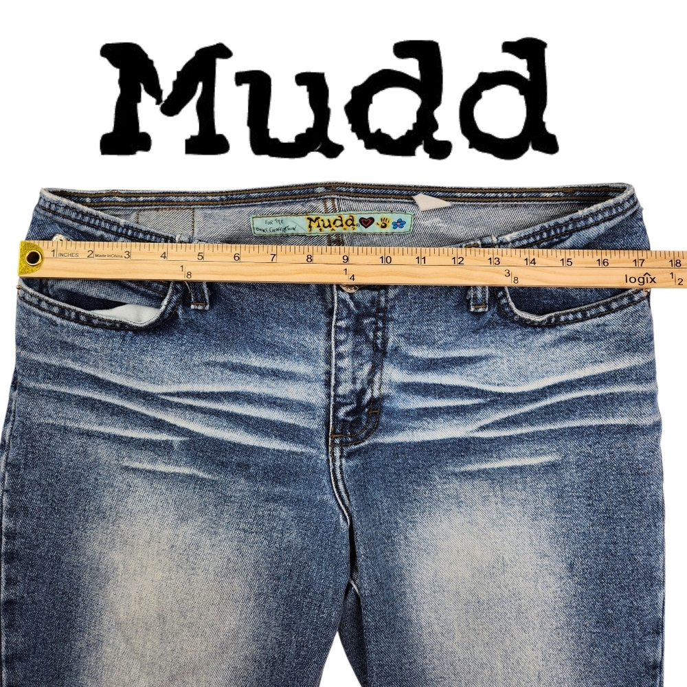 Vintage Mudd Y2k Blue Cropped Jeans with Vintage Fading Lowrise